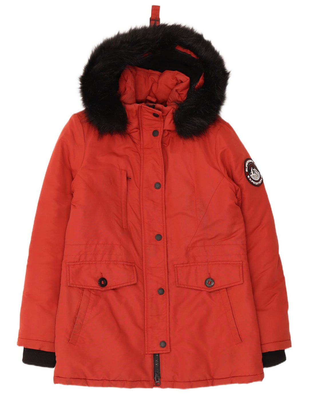 Superdry γυναικείο μπουφάν με κουκούλα Parka UK 10 Small Red Colourblock