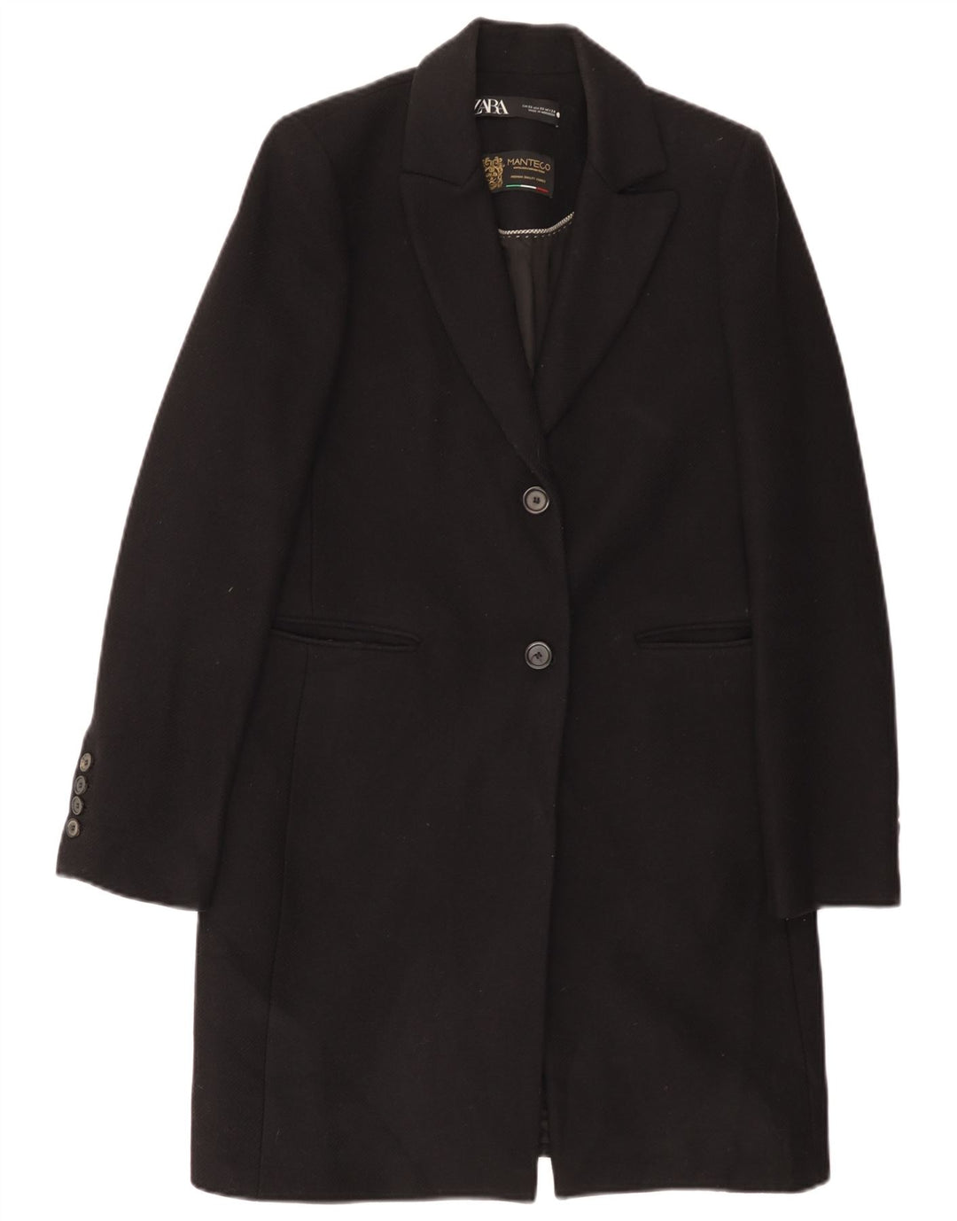 Zara Γυναικείο Πανωφόρι UK 6 XS Μαύρο Μάλλινο