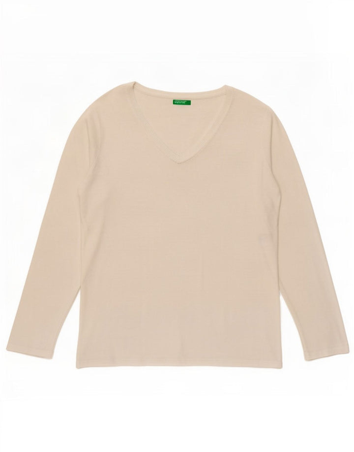 Γυναικείο τοπ Benetton μακρυμάνικο UK 14 Medium White