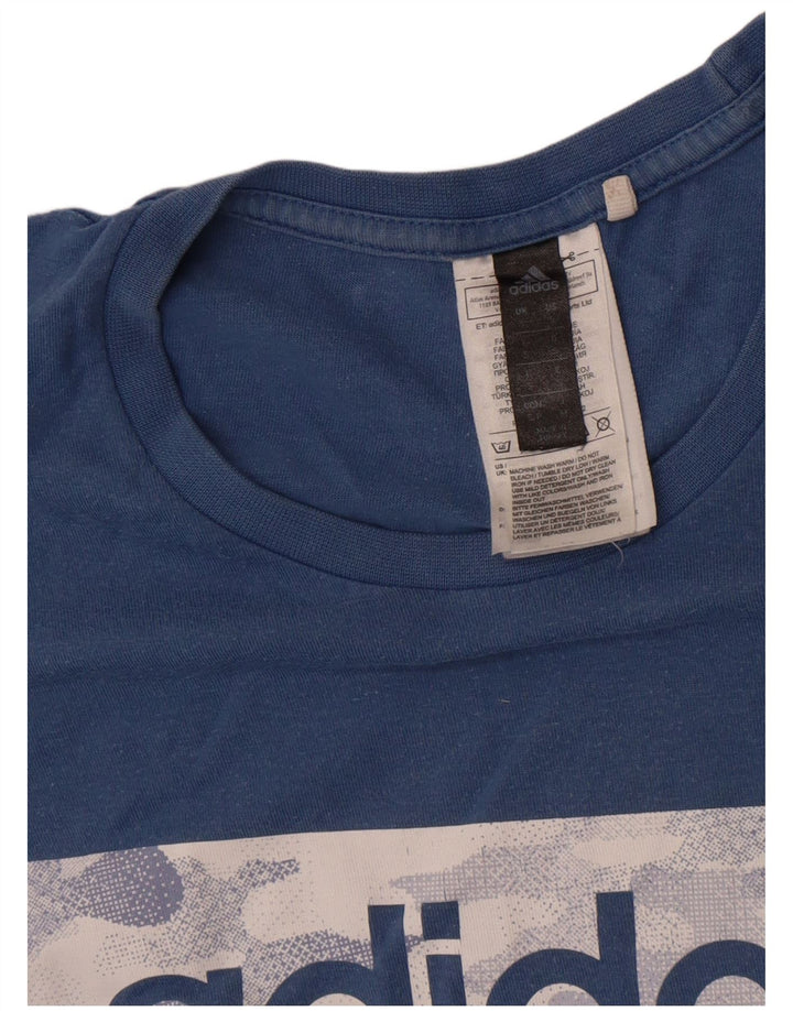 Ανδρικό γραφικό T-Shirt Adidas Top Small Blue βαμβακερό