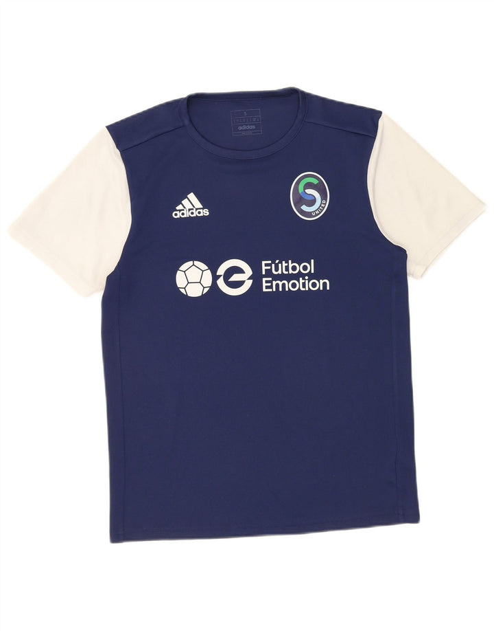 Ανδρικό γραφικό T-Shirt Adidas Top Small Navy Blue Colorblock Πολυεστέρας
