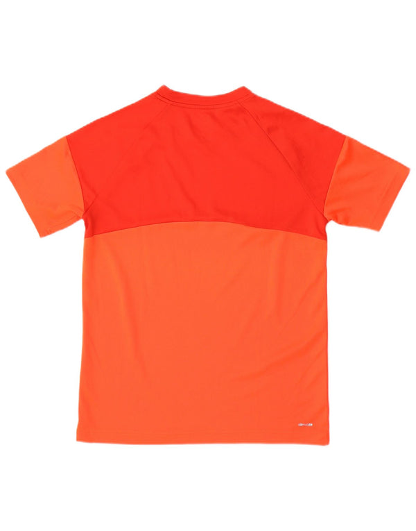 ADIDAS Boys Climalite T-Shirt Top 13-14 Years Orange Colourblock