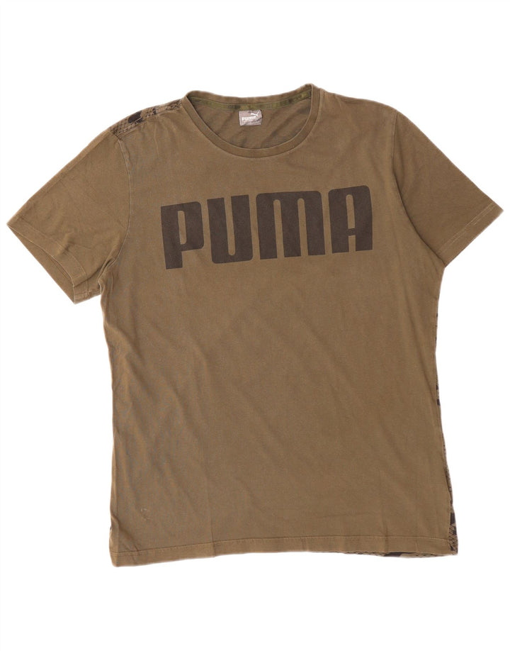 Ανδρικό γραφικό T-Shirt PUMA Top Large Khaki Camouflage Βαμβακερό