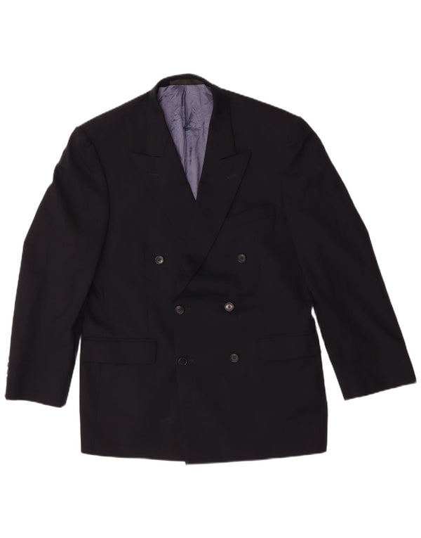 Marks & Spencer Mens Double Breasted Blazer Jacket UK 40 Medium Navy Blue