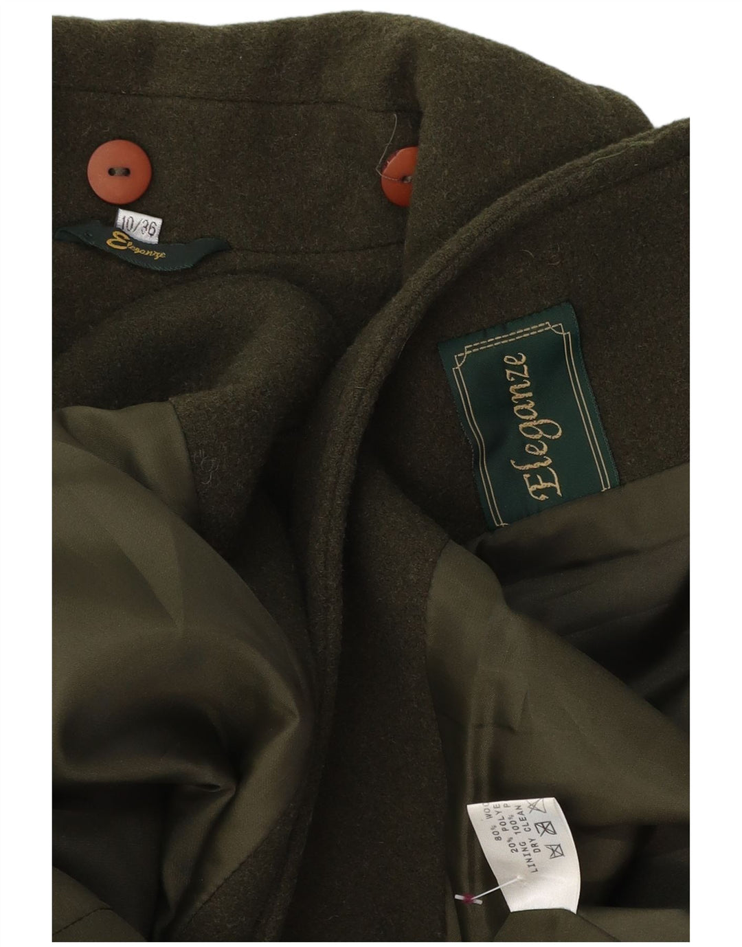 VINTAGE Γυναικείο Oversized Πανωφόρι UK 10 Small Green Wool