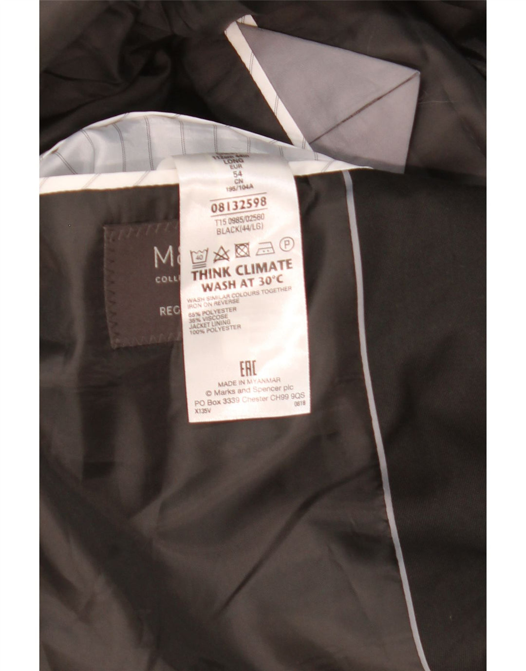 Marks & Spencer Ανδρικό σακάκι blazer 2 κουμπιών UK 44 XL μαύρο πολυεστέρα