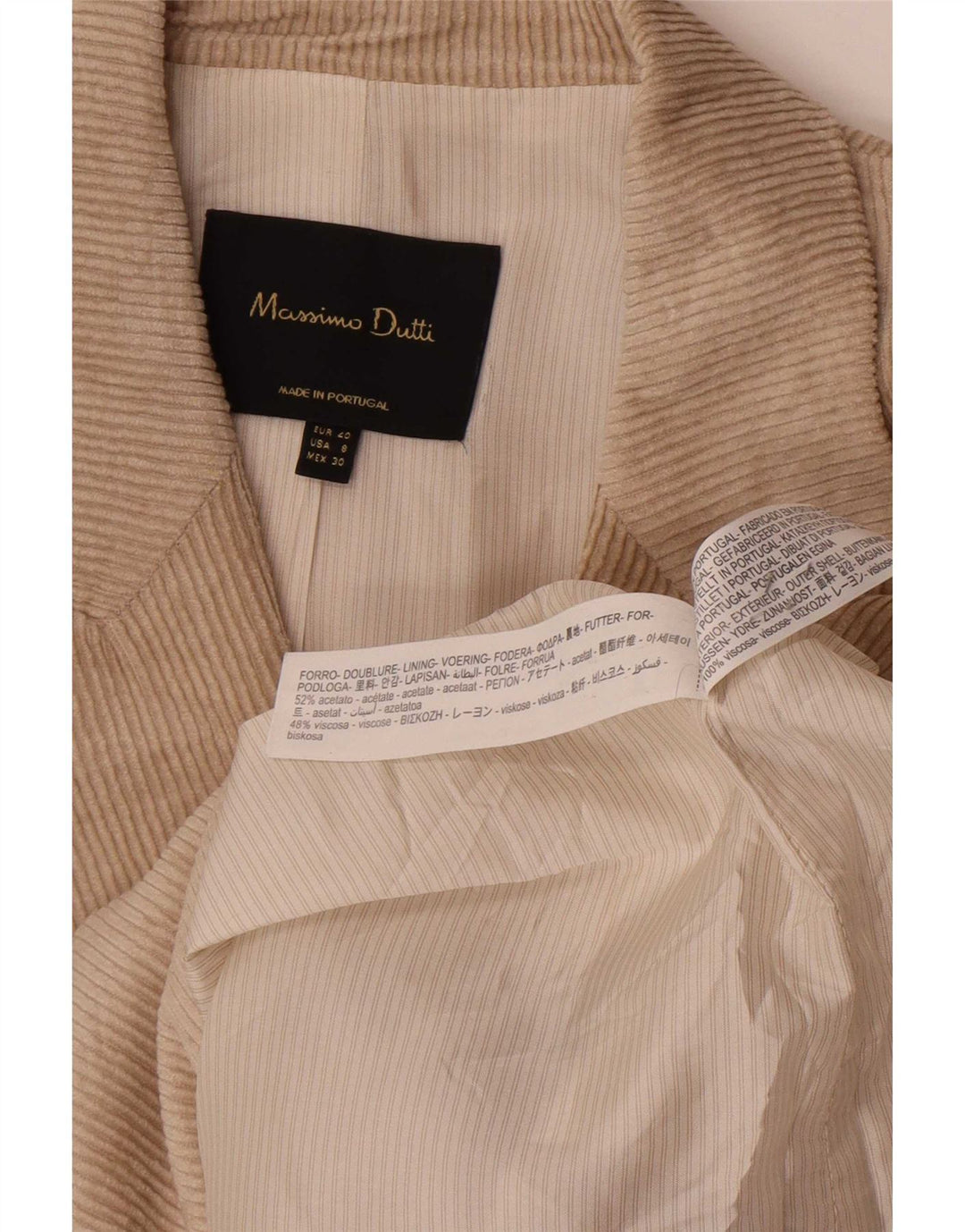 Massimo Dutti Γυναικείο κοτλέ σακάκι μπλέιζερ EU 40 Medium Beige