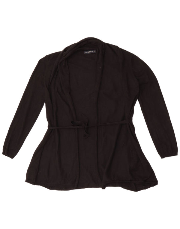 Zara Γυναικεία ανοιχτή ζακέτα UK 12 μεσαία μαύρη βισκόζη