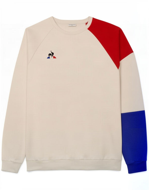 Le Coq Sportif Mens Sweatshirt Jumper Medium White Colourblock Cotton