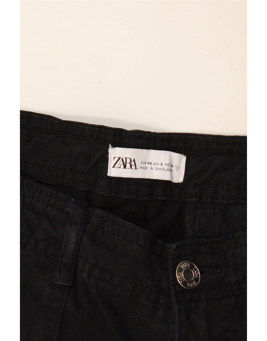 ZARA Γυναικείο ίσιο παντελόνι Cargo EU 40 Medium W30 L31 Μαύρο