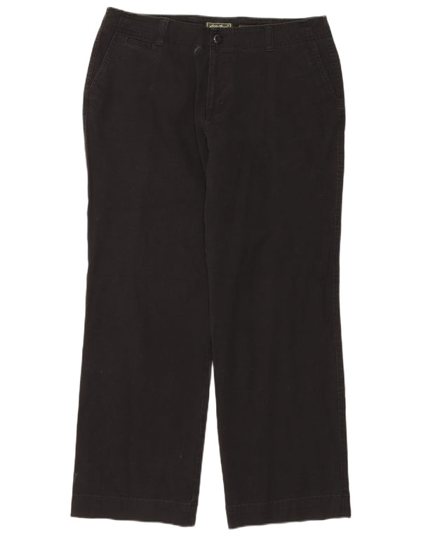 EDDIE BAUER Womens Straight Chino Trousers IT 46 Large W34 L30 Black