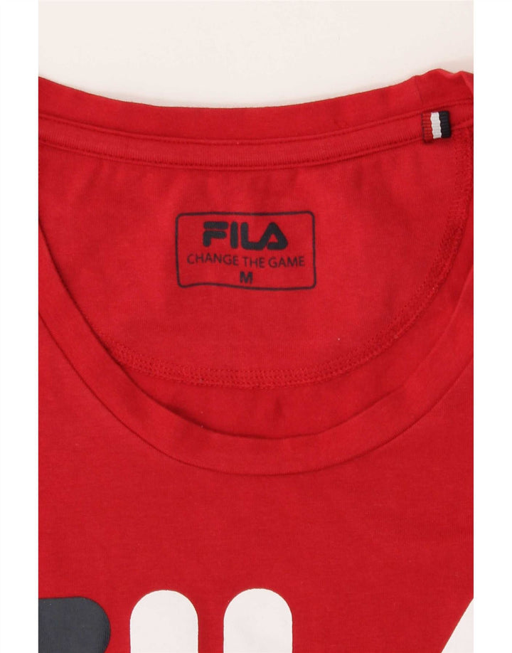 Fila Γυναικείο γραφικό T-Shirt Top UK 12 Medium Red