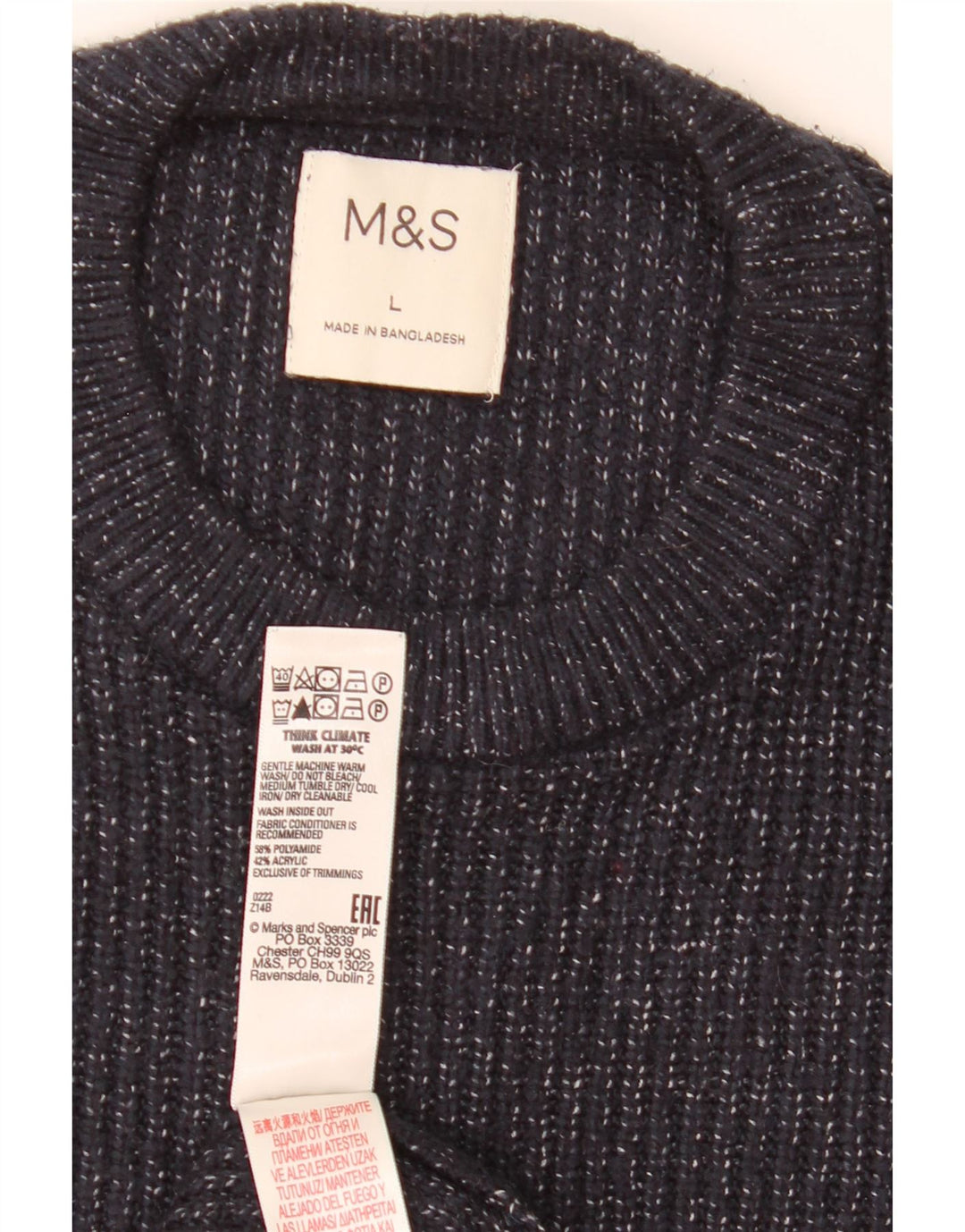 Marks & Spencer Ανδρικό πουλόβερ με λαιμόκοψη μεγάλου μπλε ναυτικό