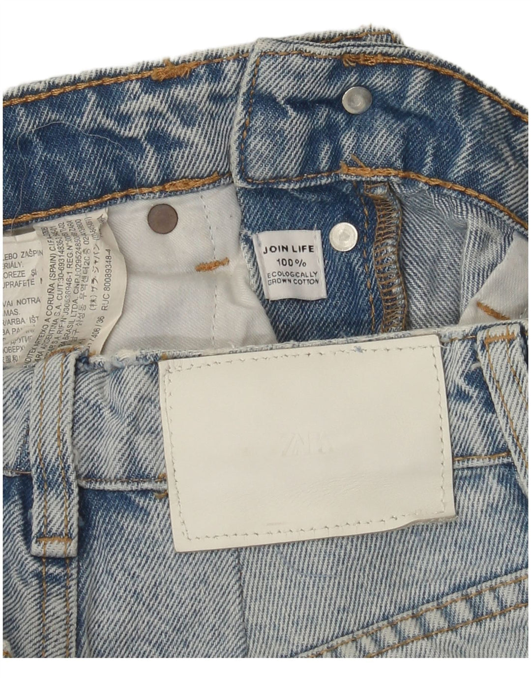 Zara Γυναικείο ίσιο τζιν W24 L24 Μπλε βαμβακερό