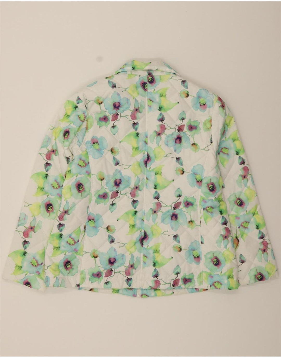 CLODAGH CALLAGHAN Womens Padded Jacket UK 18 XL White Floral Polyester Vintage Clodagh Callaghan and Second-Hand Clodagh Callaghan from Messina Hembry 