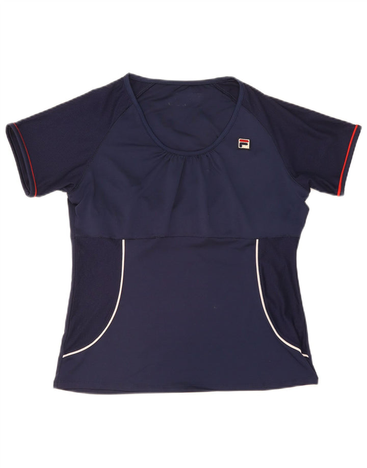 Fila Γυναικείο T-Shirt Top UK 14 Medium Navy Blue Polyester