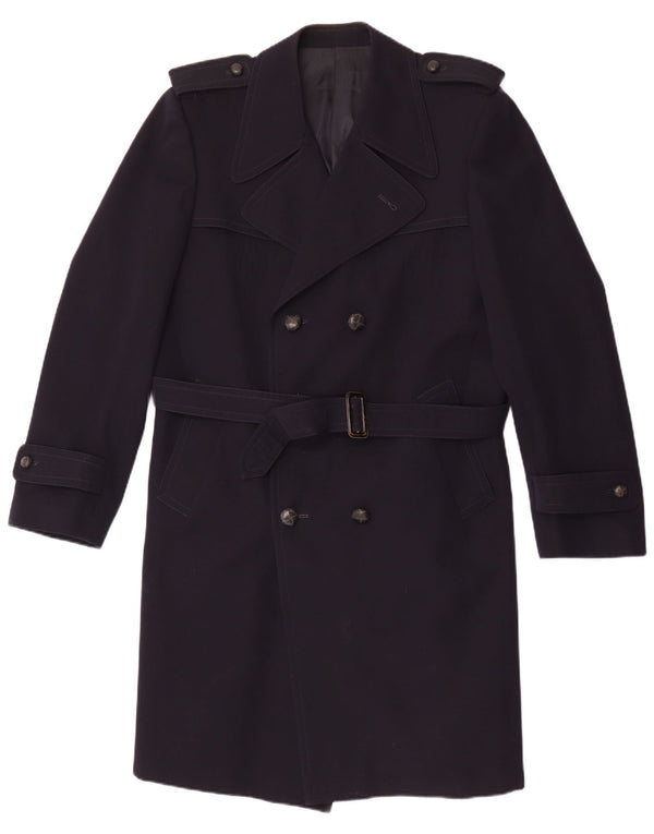 Vintage Ανδρικό διπλό παλτό UK 36 Small Navy Blue Wool