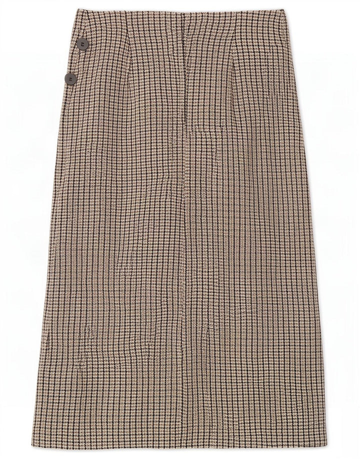 Zara Γυναικεία Φούστα Wrap Large W30 Καφέ Check
