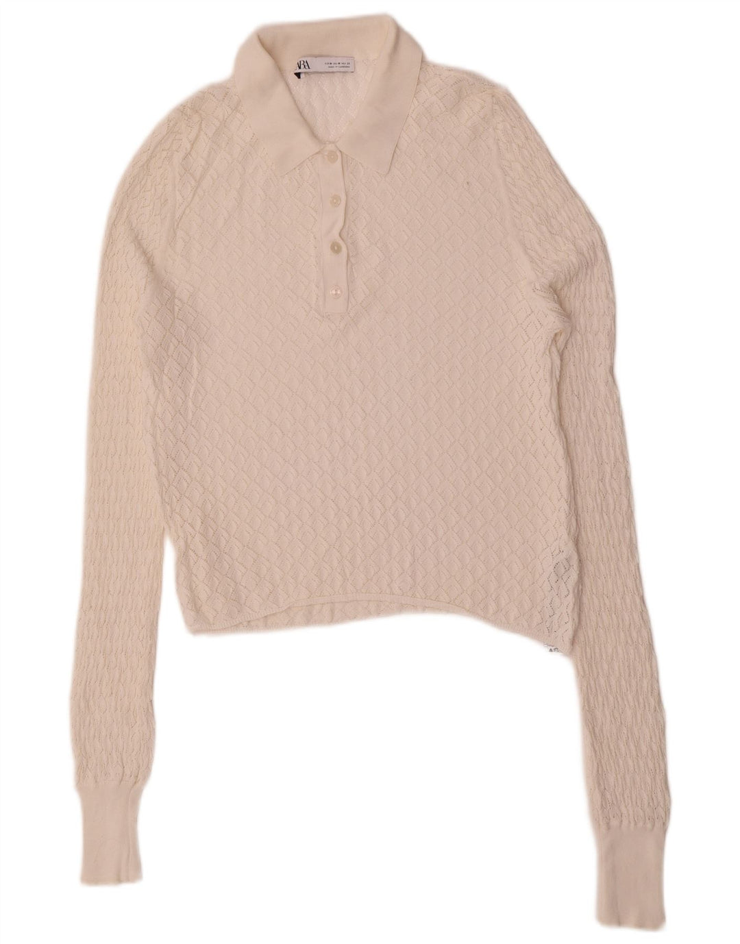 Zara Γυναικείο πουλόβερ Polo Neck Jumper UK 12 Medium White Viscose