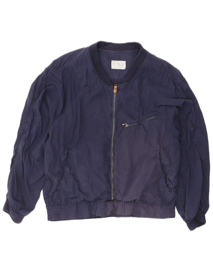 Rifle Womens Oversized Bomber Jacket UK 10 Small Navy Blue Cotton