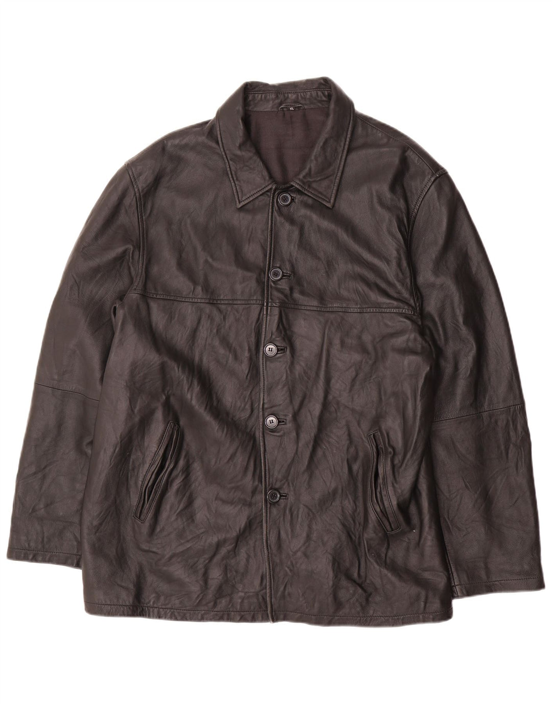 VINTAGE Ανδρικό Δερμάτινο Μπουφάν UK 42 XL Μαύρο Δερμάτινο