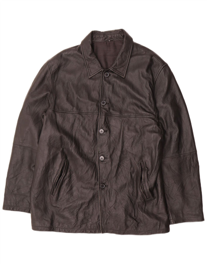 VINTAGE Ανδρικό Δερμάτινο Μπουφάν UK 42 XL Μαύρο Δερμάτινο