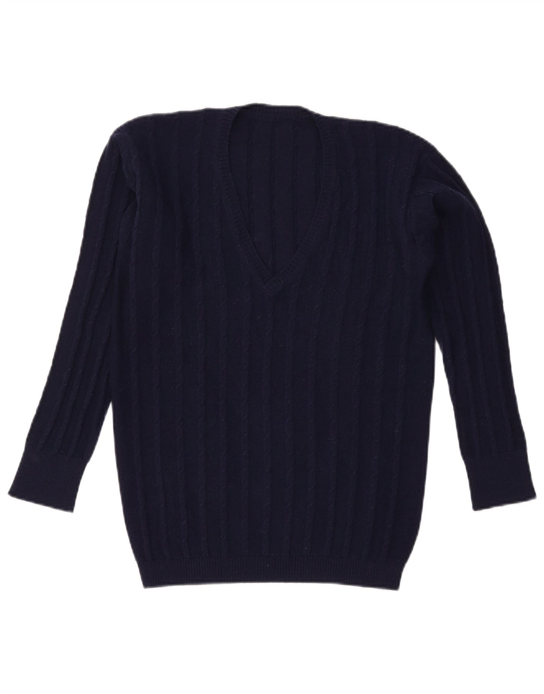 VINTAGE Γυναικείο πουλόβερ με V λαιμόκοψη UK 16 Large Navy Blue