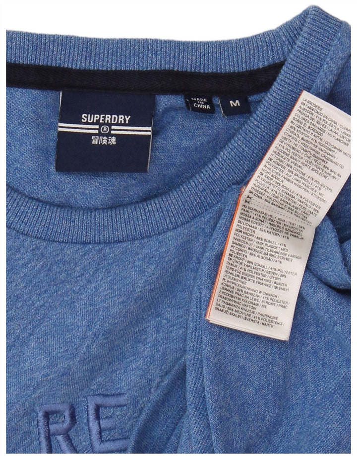 SUPERDRY Mens Graphic T-Shirt Top Medium Blue Cotton