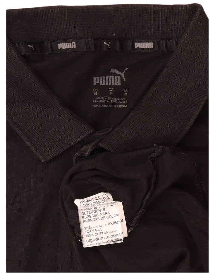 Ανδρικό μπλουζάκι πόλο PUMA, μεσαίο μαύρο βαμβακερό