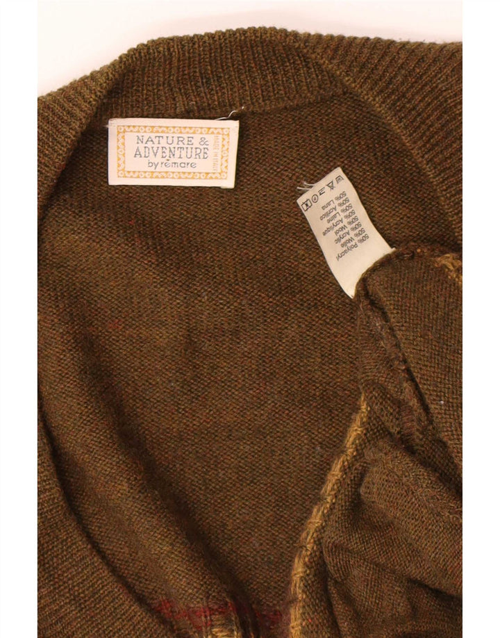 Vintage Ανδρική Ζακέτα πουλόβερ 2XL Χακί Γεωμετρικό Πολυακρυλικό