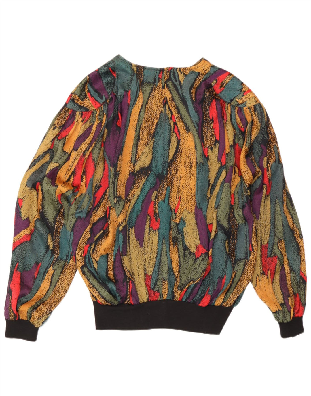 Vintage Γυναικεία Abstract Pattern Μπλούζα Top UK 14 Large πολύχρωμη