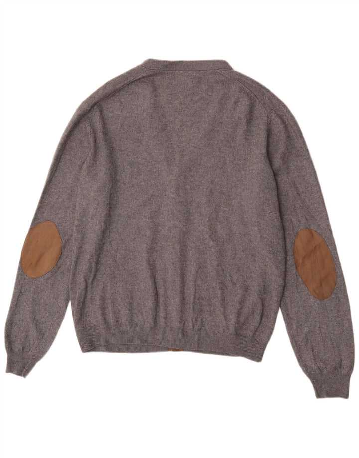 Ανδρικό πουλόβερ ζακέτα Massimo Dutti 2XL Γκρι μαλλί