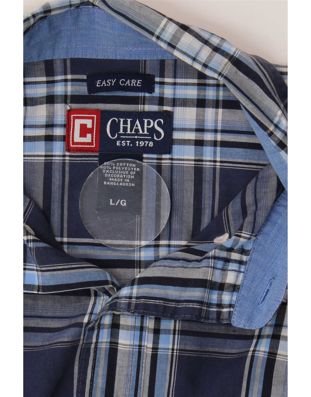 Chaps Mens Easy Care κοντομάνικο πουκάμισο μεγάλο μπλε ναυτικό, βαμβακερό