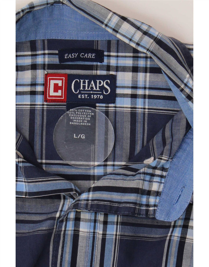 Chaps Mens Easy Care κοντομάνικο πουκάμισο μεγάλο μπλε ναυτικό, βαμβακερό