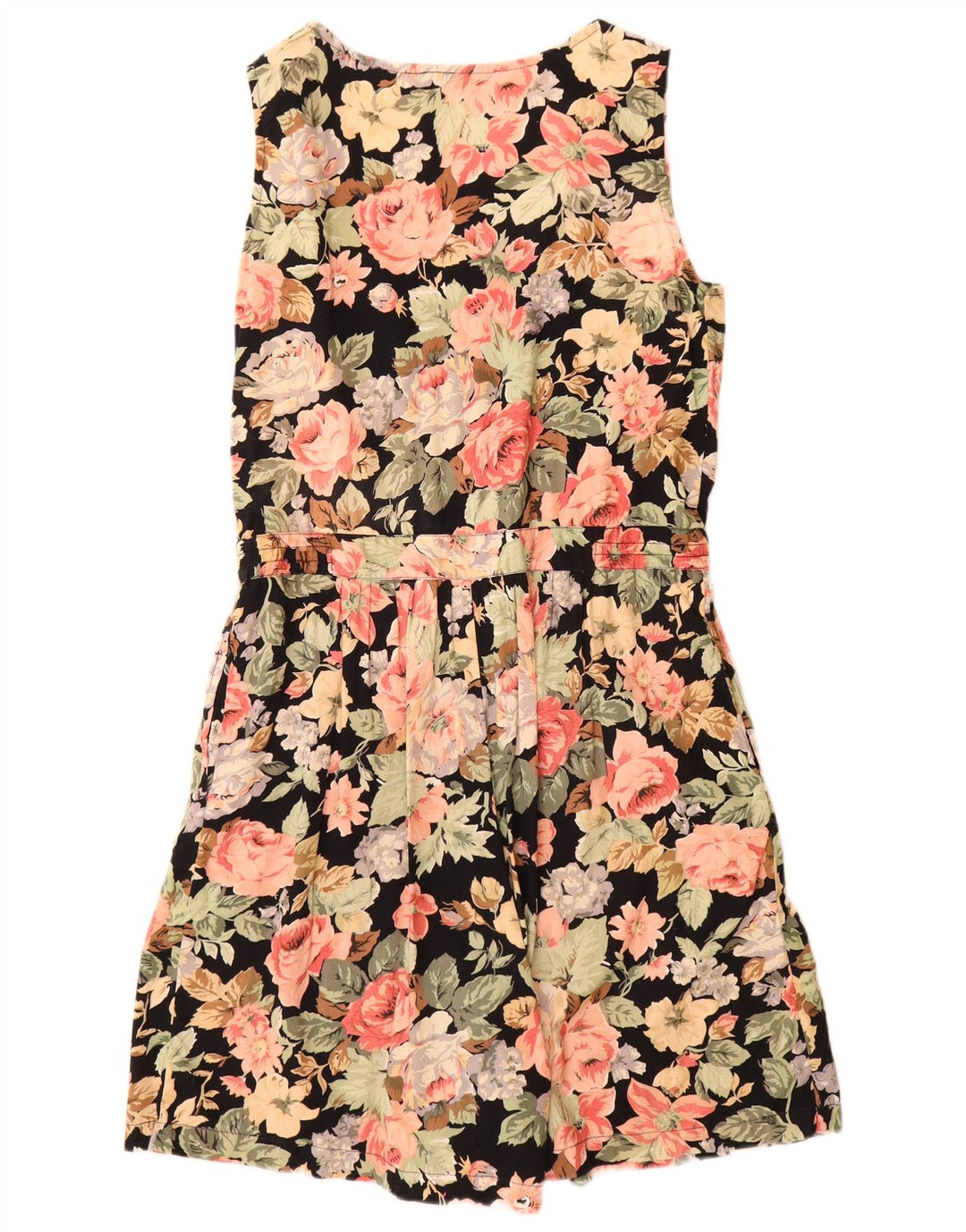 Vintage Γυναικείο Αμάνικο Playsuit IT 42 Medium Black Floral