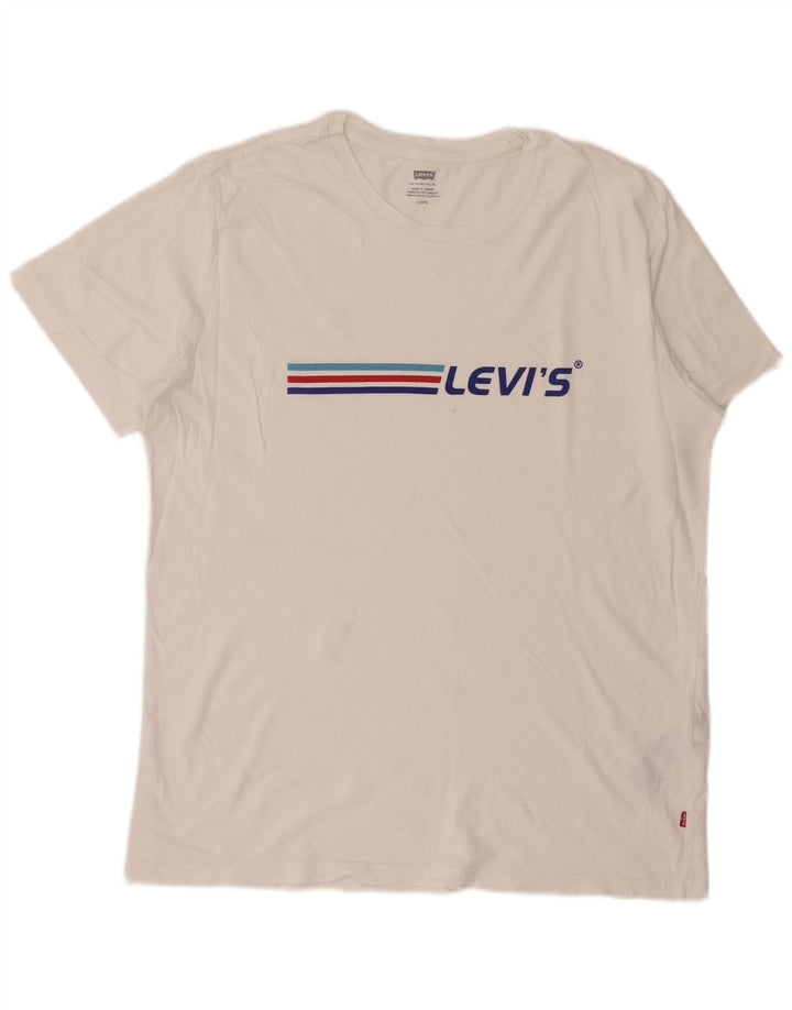 Ανδρικό γραφικό μπλουζάκι Levi's Top μεγάλο λευκό ριγέ βαμβακερό