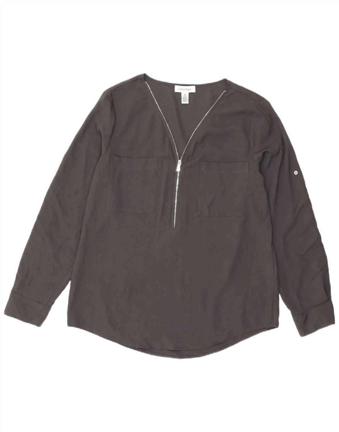 Γυναικεία μακρυμάνικη μπλούζα Calvin Klein Top UK 14 Μεσαίου Γκρι Πολυεστέρας