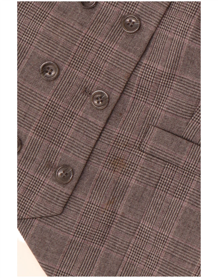 TED BAKER Γυναικείο γιλέκο με διπλό στήθος Μέγεθος 2 Small Grey Check Wool