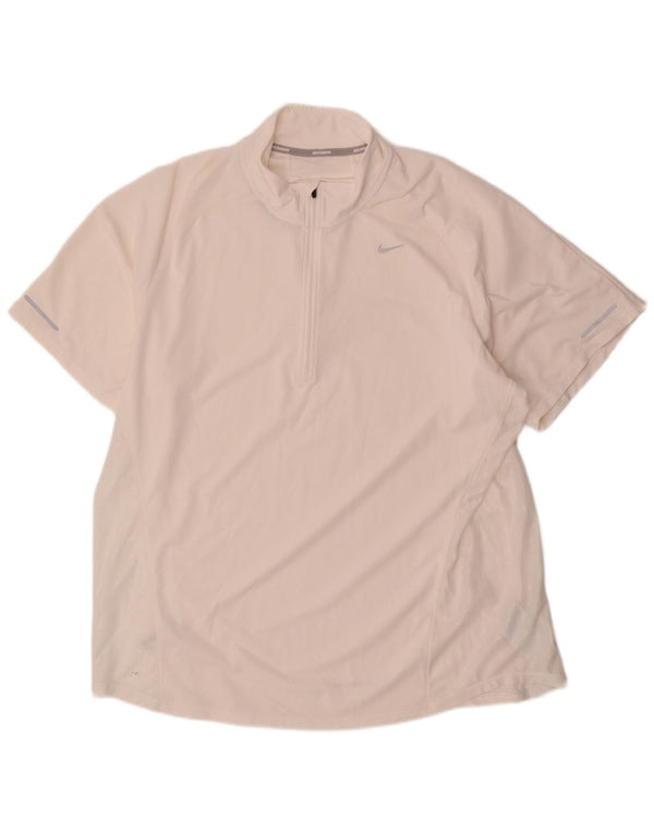 Ανδρικό T-shirt με φερμουάρ Nike Dri Fit Top 2XL λευκό πολυεστέρα