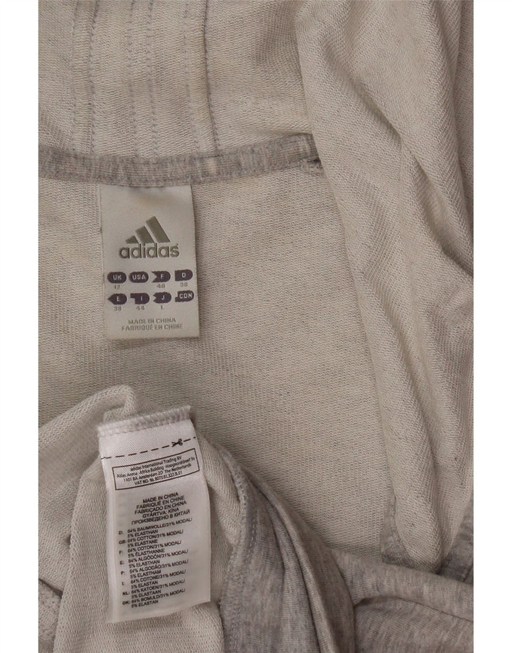 Γυναικείο πουλόβερ με κουκούλα με φερμουάρ Adidas UK 12 βαμβακερό μεσαίο γκρι