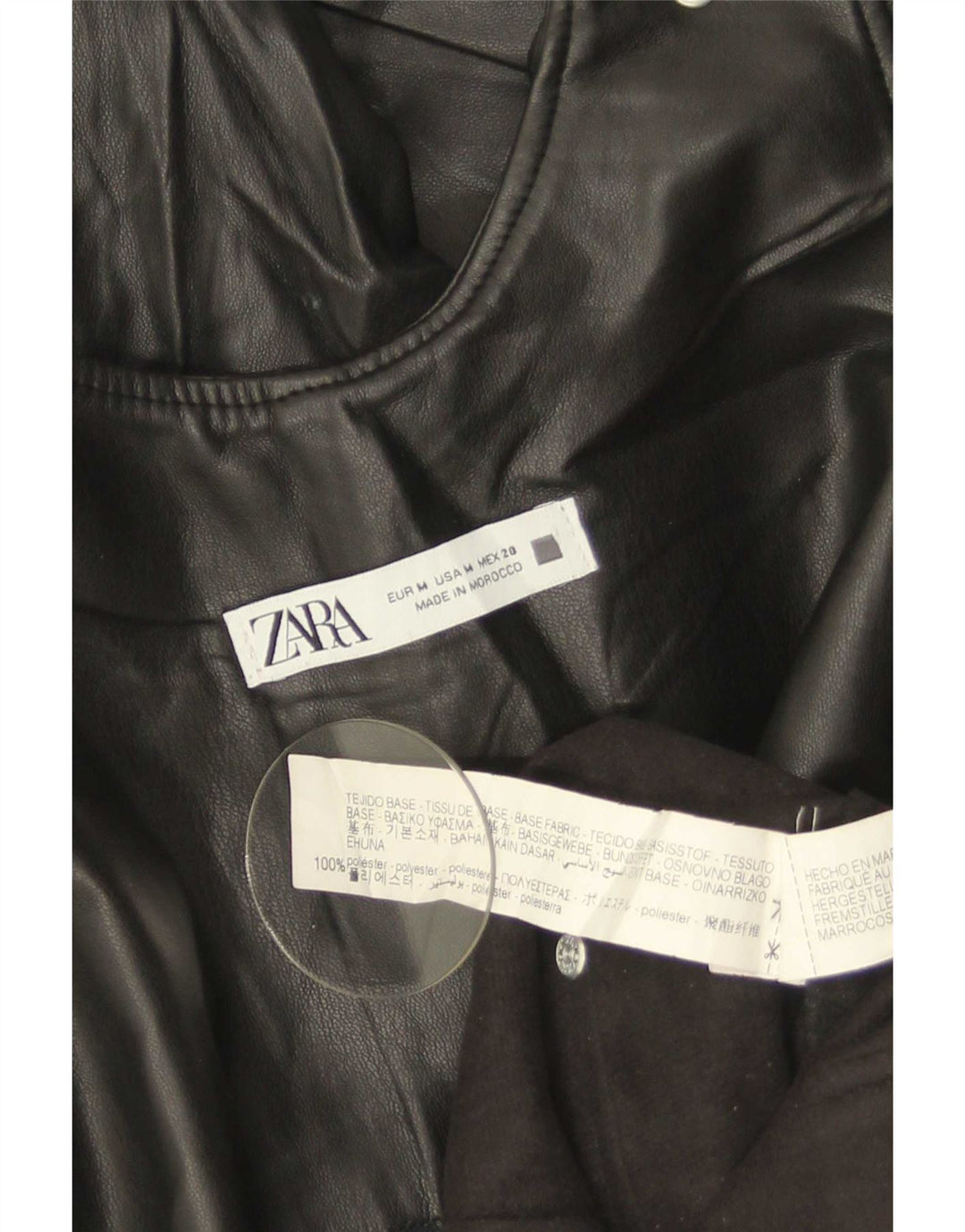 Zara γυναικεία αμάνικη φόρμα από συνθετικό δέρμα UK 14 Μεσαίο Μαύρο Πολυεστέρα
