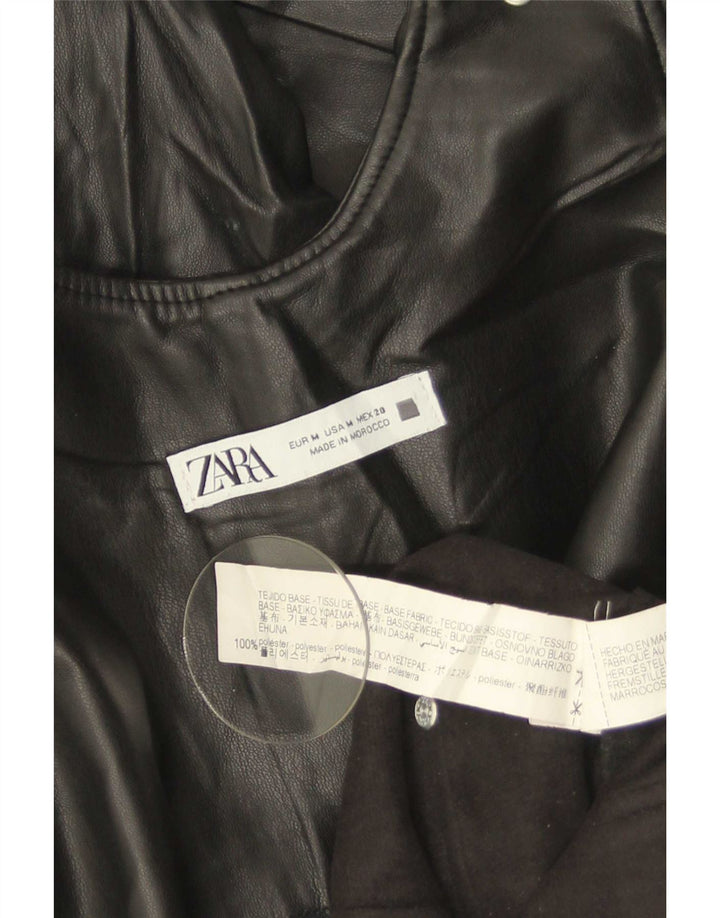 Zara γυναικεία αμάνικη φόρμα από συνθετικό δέρμα UK 14 Μεσαίο Μαύρο Πολυεστέρα