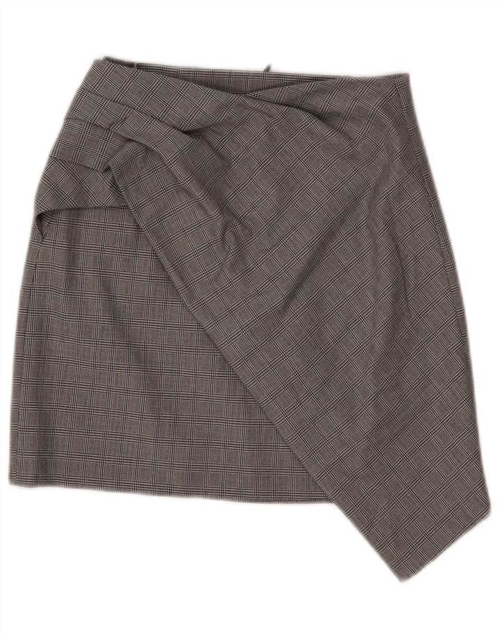 Zara Γυναικεία Μίνι Ασύμμετρη Φούστα XS W26 Grey Check Polyamide