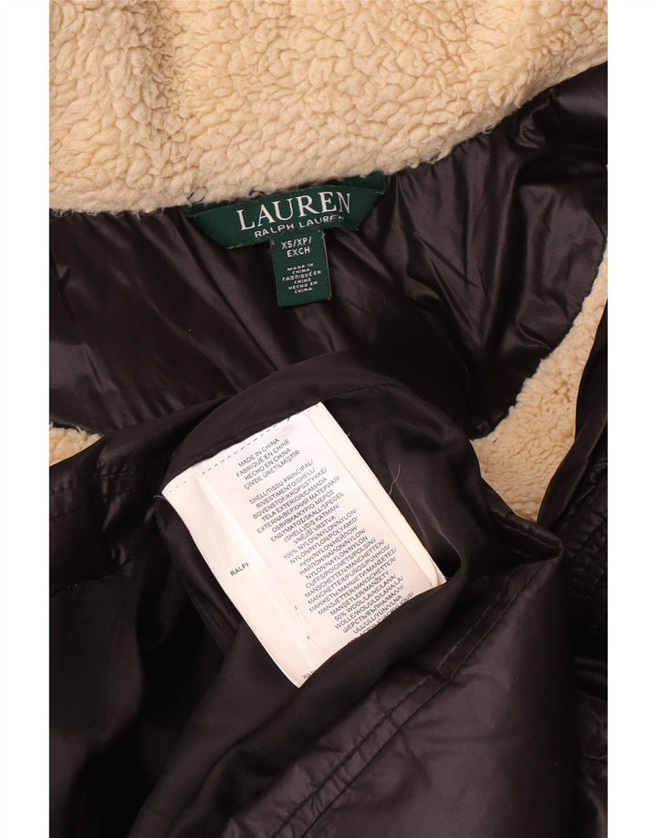 POLO RALPH LAUREN Γυναικείο παλτό με κουκούλα UK 6 XS μαύρο νάιλον χειμώνα