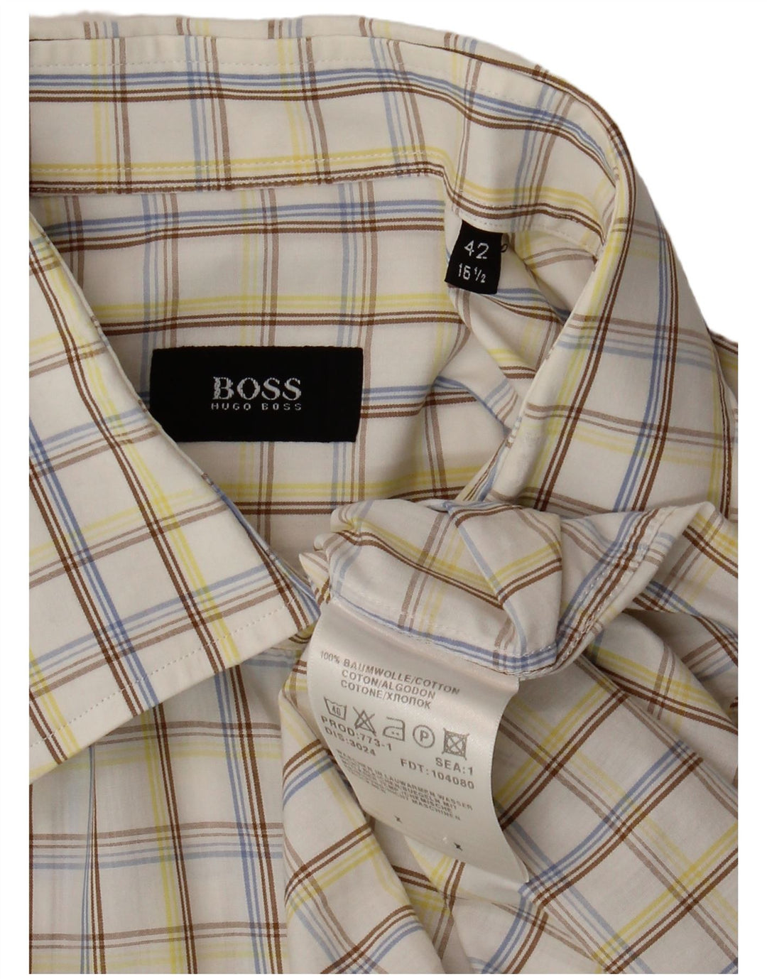 Ανδρικό κοντομάνικο πουκάμισο HUGO BOSS 16 1/2 42 μεγάλο λευκό βαμβακερό