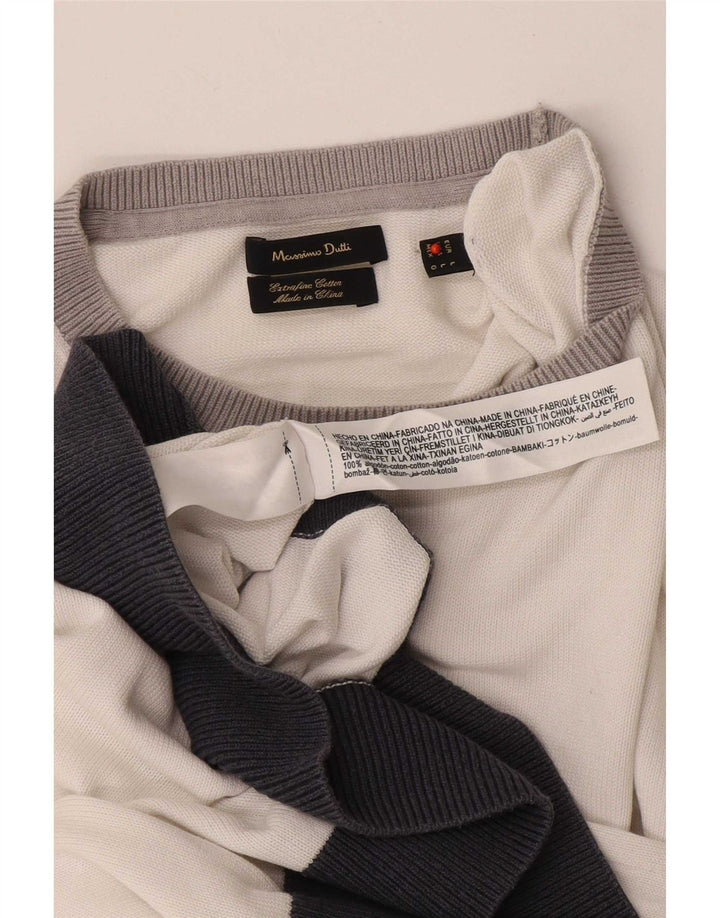 Massimo Dutti Ανδρικό πουλόβερ με λαιμόκοψη, μεγάλο λευκό χρώμα
