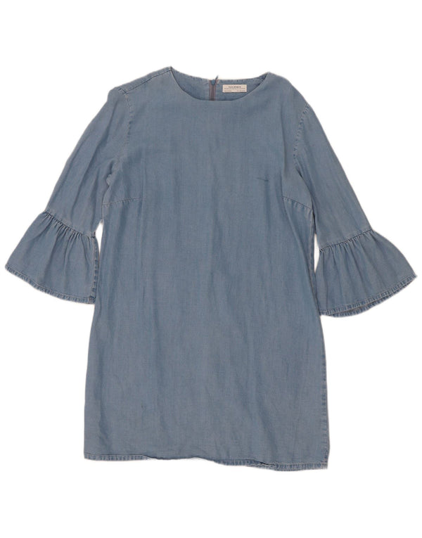 Zara Γυναικείο Τζιν Φόρεμα 3/4 μανίκι UK 14 Medium Blue Lyocell