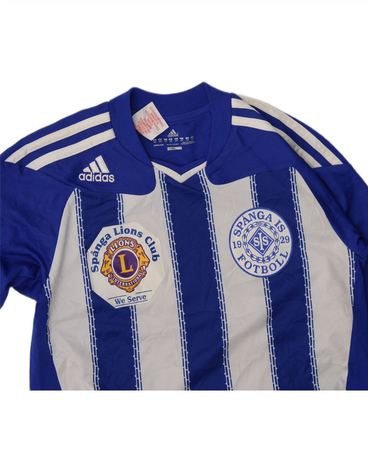 ADIDAS Boys Graphic Top Long Sleeve 9-10 Years 2XS Blue Vintage Adidas and Second-Hand Adidas from Messina Hembry 