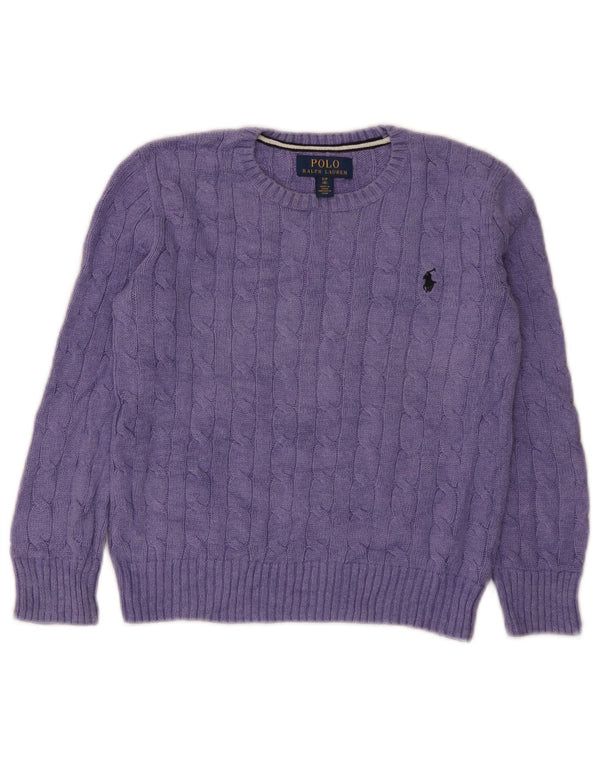 Polo Ralph Lauren Girls Boat Neck Jumper πουλόβερ 7-8 ετών Small Purple