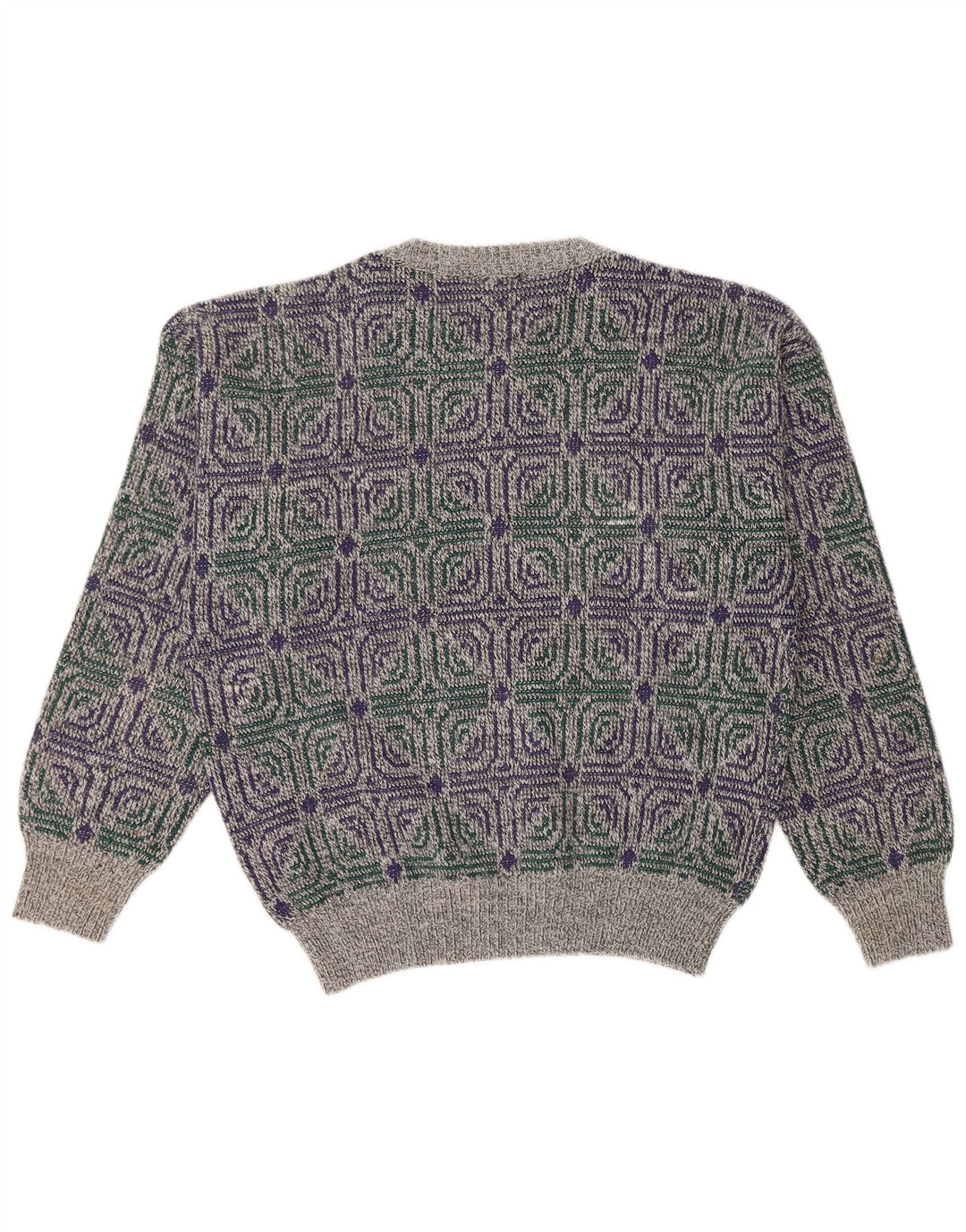 I LEVRIERI Ανδρικό πουλόβερ με λαιμόκοψη μεσαίου γκρι γεωμετρικό πολυακρυλικό